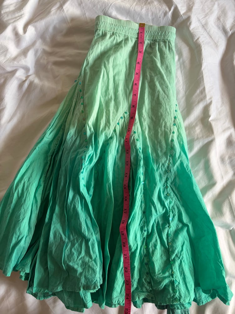 Vintage Y2K turquoise ombre sequin cotton midi fairy skirt