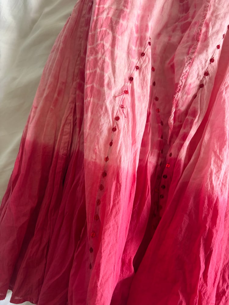 Vintage Y2K pink ombre sequin cotton midi fairy skirt