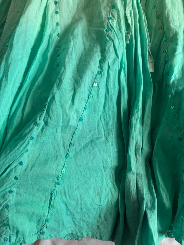 Vintage Y2K turquoise ombre sequin cotton midi fairy skirt