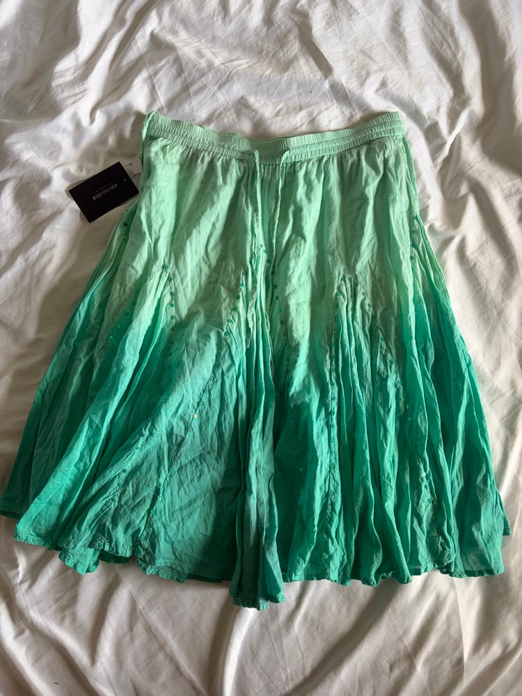 Vintage Y2K turquoise ombre sequin cotton midi fairy skirt