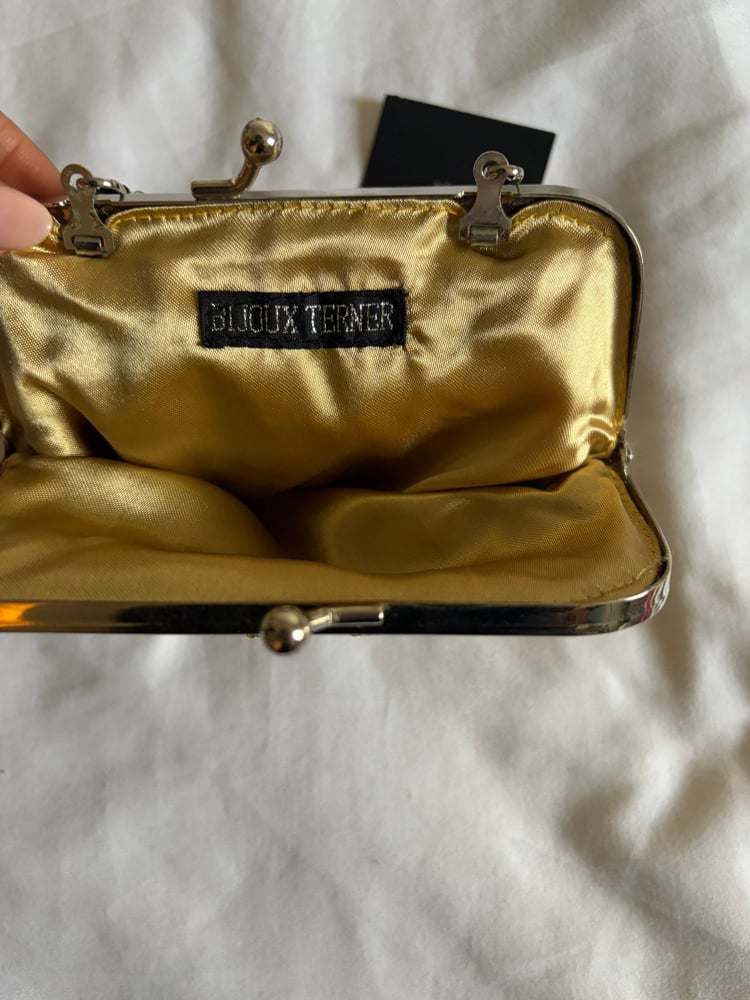 Vintage Y2K yellow beaded embroidered sequin coin purse